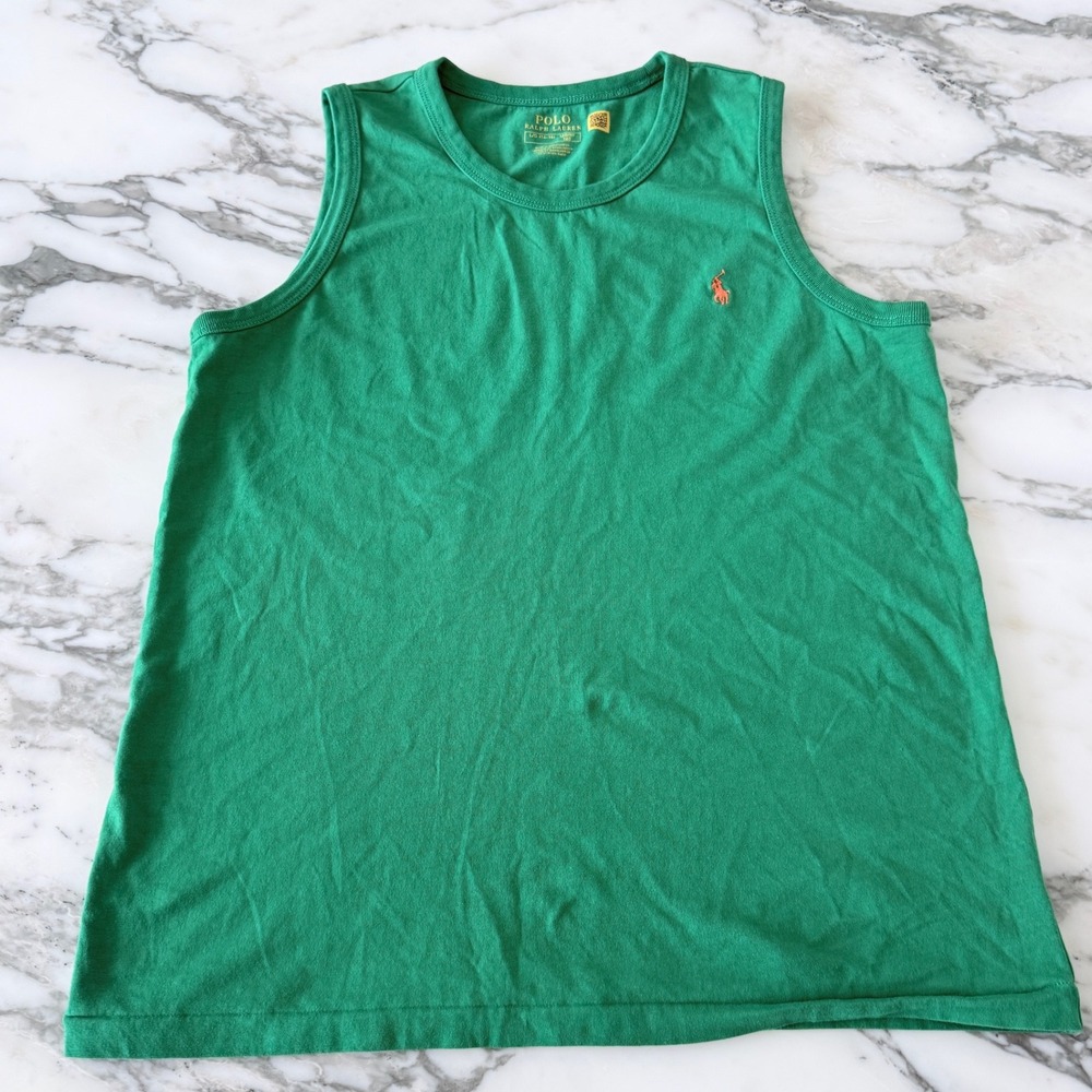Polo Ralph Lauren Boys Green Sleeveless Tank Top Size Large 14-16 Pony Logo